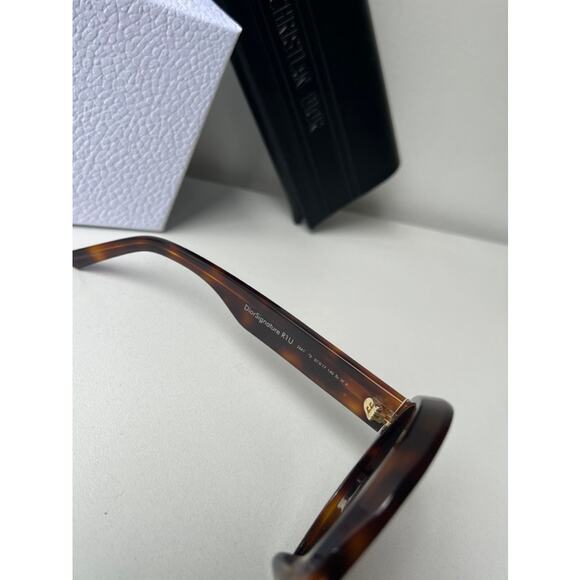 NEW Dior Signature R1U Round Sunglasses in Havana Brown - Picture 11 of 11